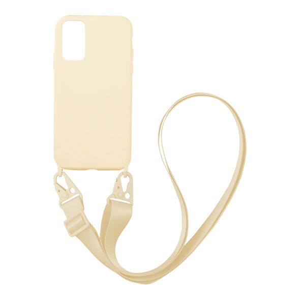 Θήκη Σιλικόνης με Strap CarryHang Sonique Samsung Galaxy A03s Μπεζ 5201101774523