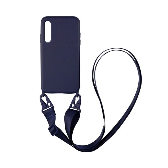 Θήκη Σιλικόνης με Strap CarryHang Sonique Samsung Galaxy A70/A70s Μπλε Σκούρο 5201101724108