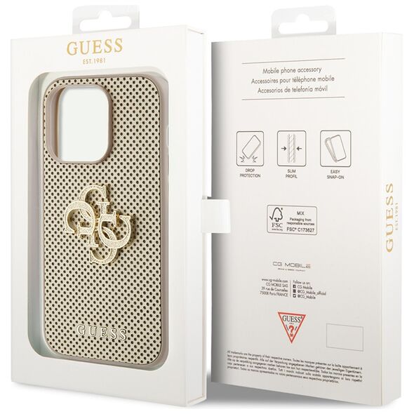 Guess Case for iPhone 15 Pro Max - Guess Leather Perforated 4G (GUHCP15XPSP4LGD) - Gold 3666339151591 έως 12 άτοκες Δόσεις