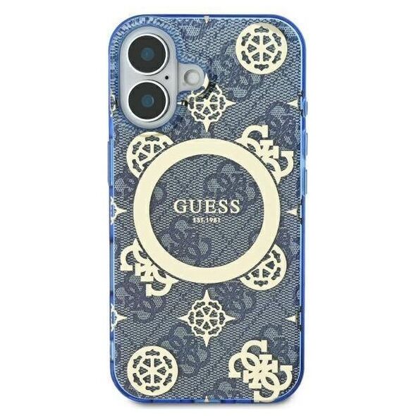 Guess Case for iPhone 16 - Guess IML Peony On 4G Background MagSafe (GUHMP16SH4PYEEB) - Blue 3666339300203 έως 12 άτοκες Δόσεις