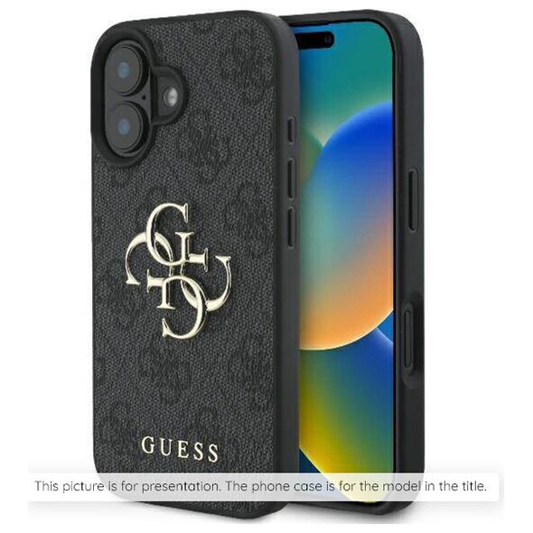 Guess Case for iPhone 16 - Guess Hardcase 4G Logo Plate MagSafe (GUHMP16SU4GPRK) - Black 3666339340063 έως 12 άτοκες Δόσεις