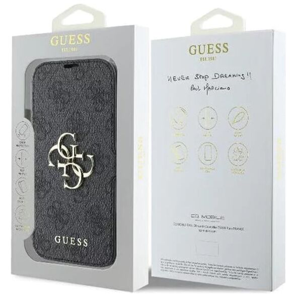 Guess Case for iPhone 16 Pro Max - Guess Book 4G (GUBKP16X4X4GMGGR) - Black 3666339346157 έως 12 άτοκες Δόσεις