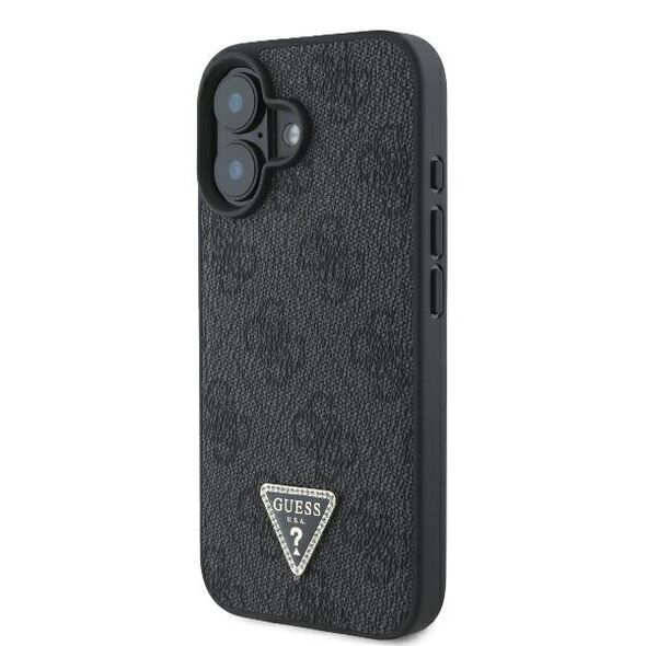 Guess Pouch for iPhone 16 Plus - Guess Leather 4G Triangle Strass Triangle (GUHCP16MP4TDPK) - Black 3666339327378 έως 12 άτοκες Δόσεις