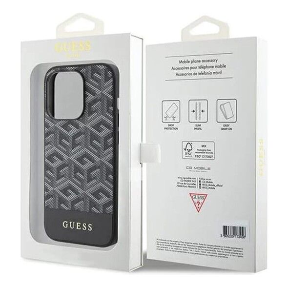 Guess Case for iPhone 15 / iPhone 14 / iPhone 13 - Guess GCube Stripes MagSafe (GUHMP15SHGCFSEK) - Black 3666339194703 έως 12 άτοκες Δόσεις