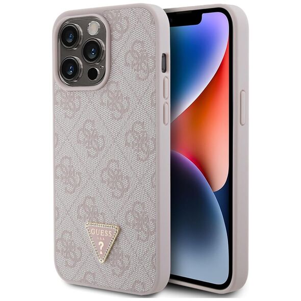 Guess Pouch for iPhone 15 Pro Max - Guess Leather 4G Diamond Triangle (GUHCP15XP4TDPP) - Pink 3666339146696 έως 12 άτοκες Δόσεις