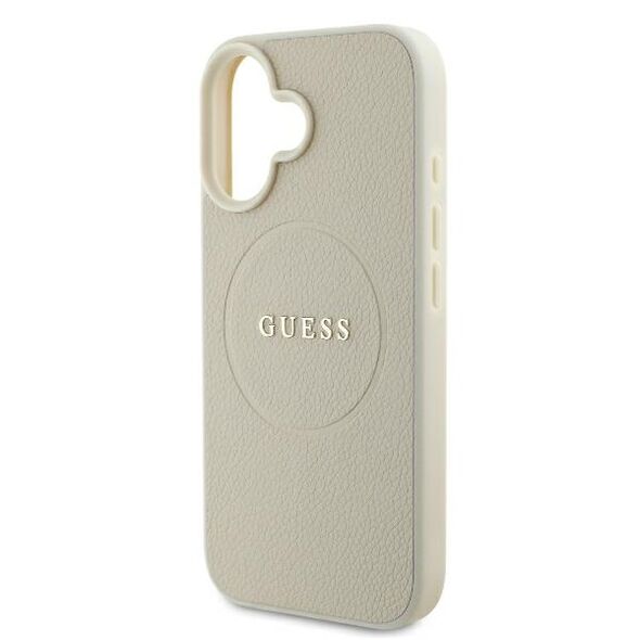 Guess Case for iPhone 16 - Guess Grained Ring MagSafe (GUHMP16SPGHSMME) - Beige 3666339304256 έως 12 άτοκες Δόσεις