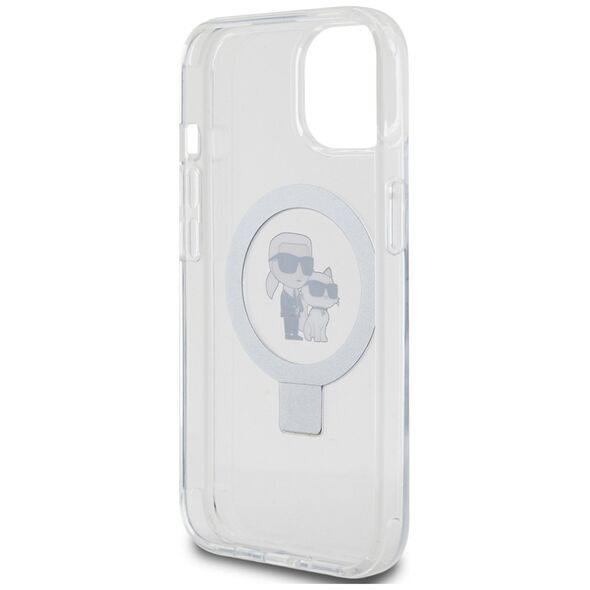 Karl Lagerfeld Case for iPhone 15 / iPhone 14 / iPhone 13 - Karl Lagerfeld Hardcase Ring Stand Magsafe (KLHMP15SHMMRSKCH) - White Karl&Choupettte 3666339168872 έως 12 άτοκες Δόσεις