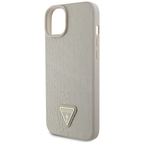 Guess Case for iPhone 15 / iPhone 14 / iPhone 13 - Croco Croco Triangle Metal Logo (GUHCP15SPCRTHCD) - Gold 3666339151980 έως 12 άτοκες Δόσεις