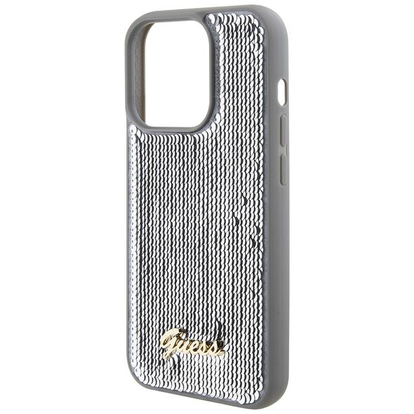 Guess Case for iPhone 15 Pro - Sequin Script Metal (GUHCP15LPSFDGSS) - Silver 3666339173173 έως 12 άτοκες Δόσεις