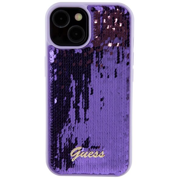 Guess Case for iPhone 15 / iPhone 14 / iPhone 13 - Sequin Script Metal (GUHCP15SPSFDGSU) - Purple 3666339176228 έως 12 άτοκες Δόσεις