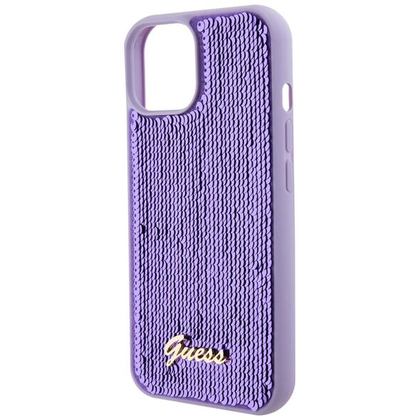 Guess Case for iPhone 15 / iPhone 14 / iPhone 13 - Sequin Script Metal (GUHCP15SPSFDGSU) - Purple 3666339176228 έως 12 άτοκες Δόσεις