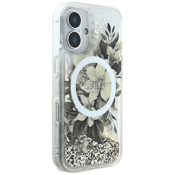 Guess Case for iPhone 16 - Guess Liquid Glitter Flower MagSafe (GUHMP16SLFMFMWTE) - Beige 3666339309657 έως 12 άτοκες Δόσεις