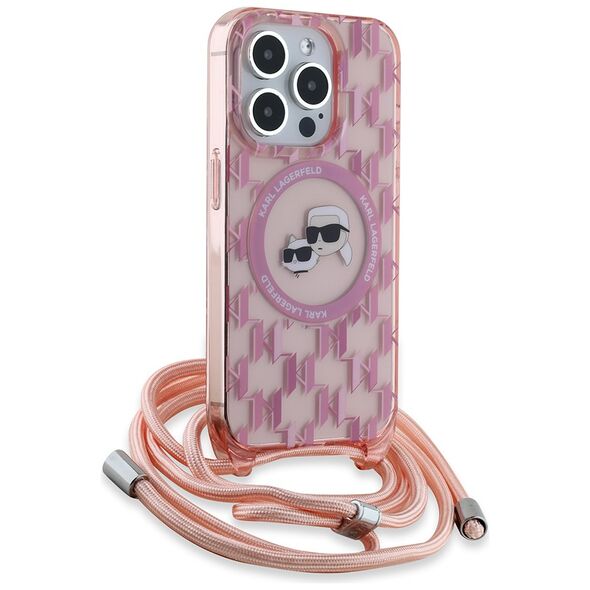 Karl Lagerfeld Case for iPhone 15 Pro Max - Karl Lagerfeld IML Crossbody MagSafe (KLHMP15XHCKCKCKLCP) - Pink Monogram Karl&Choupette Head 3666339286590 έως 12 άτοκες Δόσεις