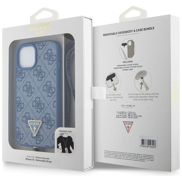 Guess Case for iPhone 15 / iPhone 14 / iPhone 13 - Guess Crossbody 4G Metal Logo (GUHCP15SP4TDSCPB) - Blue 3666339147082 έως 12 άτοκες Δόσεις