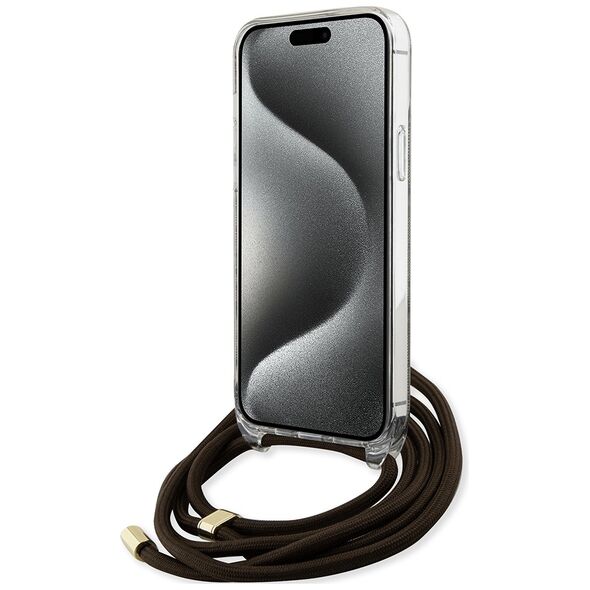 Guess Case for iPhone 15 Pro Max - Guess Crossbody Cord 4G Print (GUHCP15XHCHC4SEW) - Brown 3666339148096 έως 12 άτοκες Δόσεις