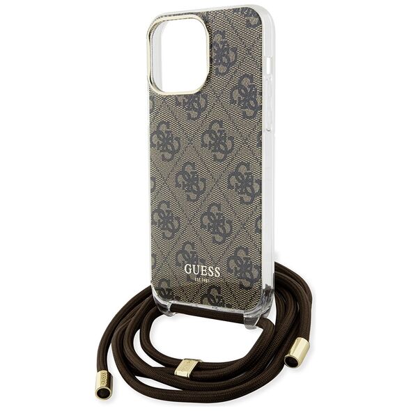 Guess Case for iPhone 15 Pro - Guess Crossbody Cord 4G Print (GUHCP15LHC4SEW) - Brown 3666339148089 έως 12 άτοκες Δόσεις