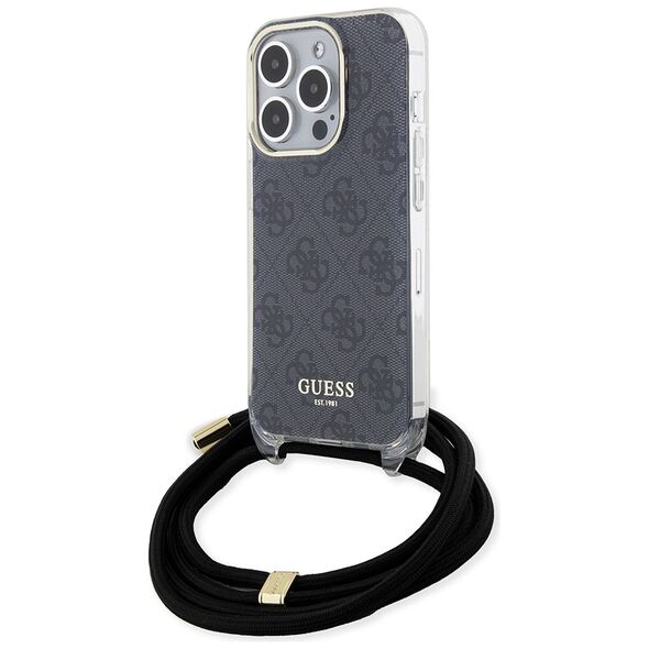 Guess Case for iPhone 15 Pro - Guess Crossbody Cord 4G Print (GUHCP15LHC4SEK) - Black 3666339147945 έως 12 άτοκες Δόσεις