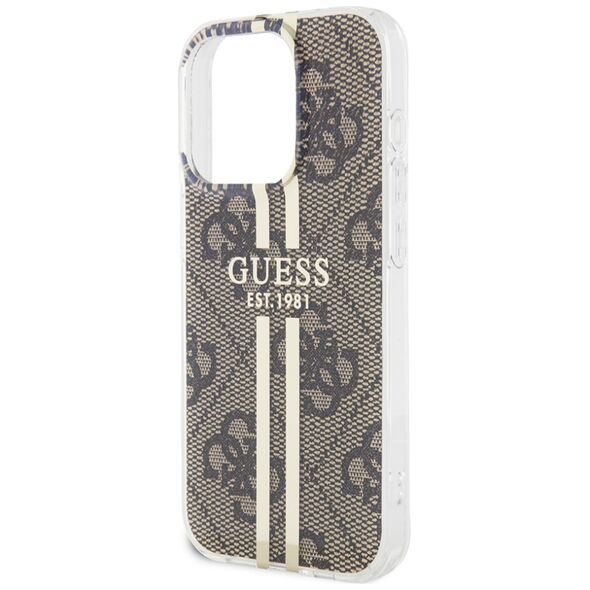 Guess Case for iPhone 15 Pro - Guess Hardcase IML 4G Gold Stripe (GUHCP15LH4PSEGW) - Brown 3666339222840 έως 12 άτοκες Δόσεις