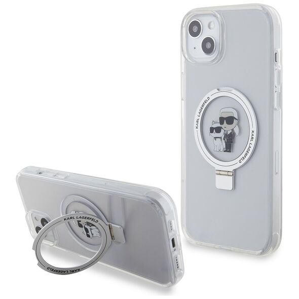 Karl Lagerfeld Case for iPhone 15 Plus / 14 Plus - Karl Lagerfeld Hardcase Ring Stand Magsafe (KLHMP15MHMHMMRSKCH) - White Karl&Choupettte 3666339168889 έως 12 άτοκες Δόσεις