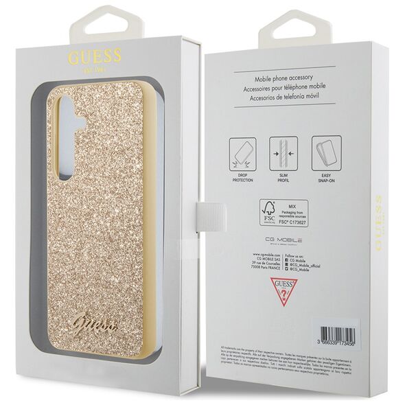 Guess Case for Samsung Galaxy S24 Plus - Guess Glitter Script (GUHCS24MHGGGGSHD) - Gold 3666339241377 έως 12 άτοκες Δόσεις