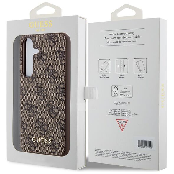 Guess Case for Samsung Galaxy S24 Plus - Guess Hardcase 4G Metal Gold Logo (GUHCS24MG4GFBR) - Brown 3666339241674 έως 12 άτοκες Δόσεις