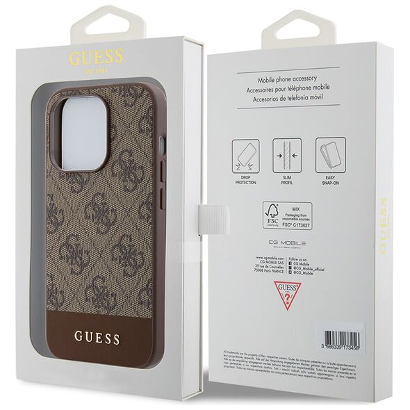 Guess Case for iPhone 15 Pro - Guess Hardcase 4G Stripe Collection (GUHCP15LG4GLBR) - Brown 3666339196233 έως 12 άτοκες Δόσεις