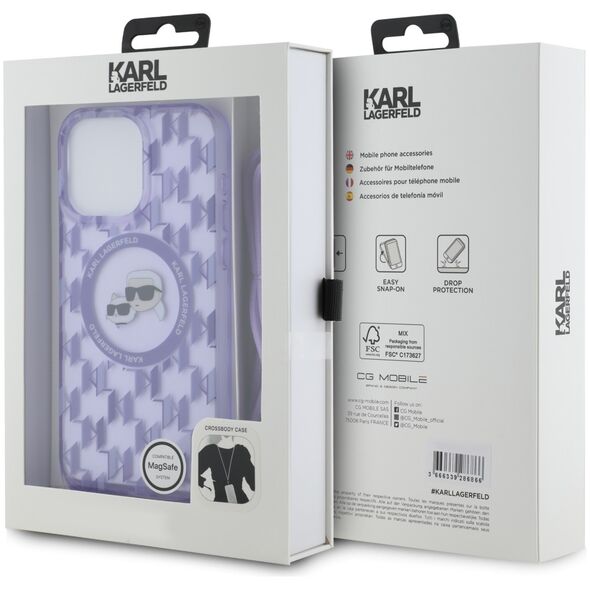 Karl Lagerfeld Case for iPhone 15 Pro - Karl Lagerfeld IML Crossbody MagSafe (KLHMP15LHCKCKCKCKLCU) - Purple Monogram Karl&Choupette Head 3666339286729 έως 12 άτοκες Δόσεις