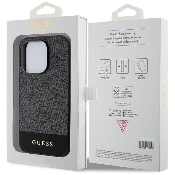 Guess Case for iPhone 15 Pro Max - Guess Hardcase 4G Stripe Collection (GUHCP15XG4GLGR) - Grey 3666339196219 έως 12 άτοκες Δόσεις