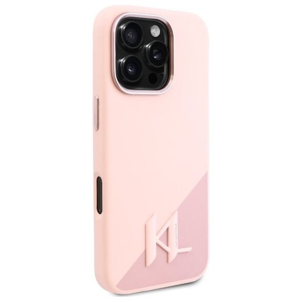 Karl Lagerfeld Case for iPhone 16 Pro - Karl Lagerfeld Silicone MagSafe (KLHMP16LSCMKKMPCP) - Pink Shadow Metal Initial 3666339317980 έως 12 άτοκες Δόσεις