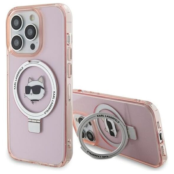 Karl Lagerfeld Case for iPhone 15 Pro Max - Karl Lagerfeld Hardcase Ring Stand Magsafe (KLHMP15XHMMRSCHP) - Pink Choupette Head 3666339168780 έως 12 άτοκες Δόσεις