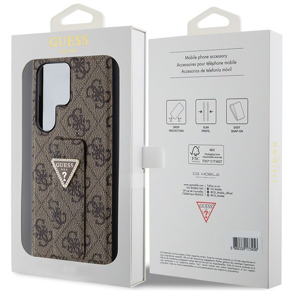 Guess Case for Samsung Galaxy S24 Ultra - Guess Grip Stand 4G Triangle Triangle Strass (GUHCS24LPGS4TDW) - Brown 3666339241445 έως 12 άτοκες Δόσεις