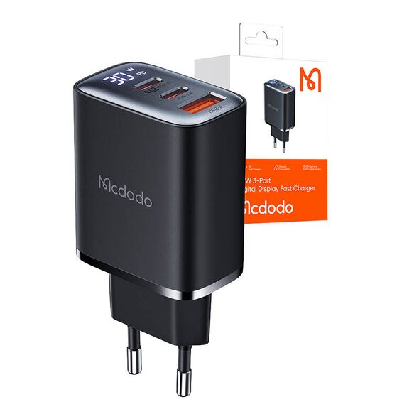 Mcdodo Mcdodo CH-2180 digital display wall charger 2xUSB-C + USB-A, 30W (black) 066004  CH-2180 έως και 12 άτοκες δόσεις 6921002621809