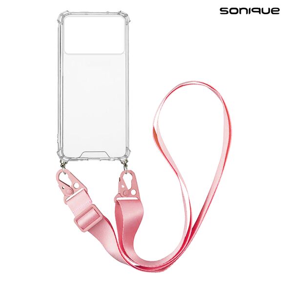 Θήκη Σιλικόνης με Strap Sonique Armor Clear Xiaomi Poco X6 Pro 5G Ροζ 5210312040075