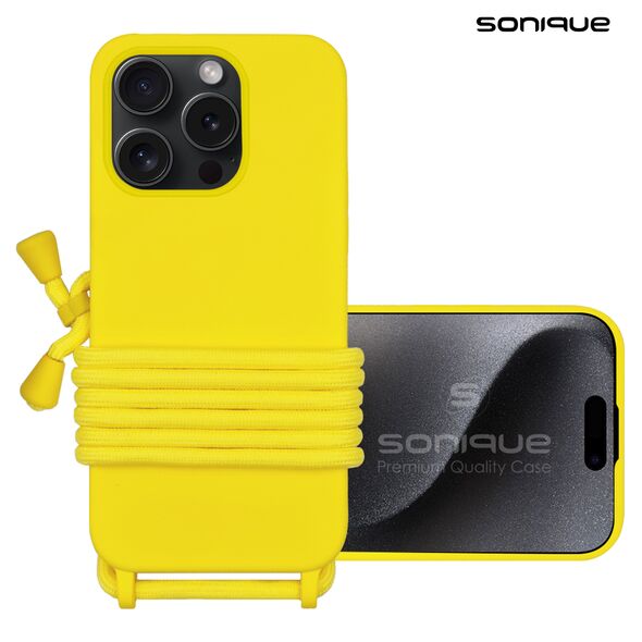 Θήκη Σιλικόνης με Κορδόνι CarryHang Sonique Apple iPhone 16 Pro Max Κίτρινο 5210312050258