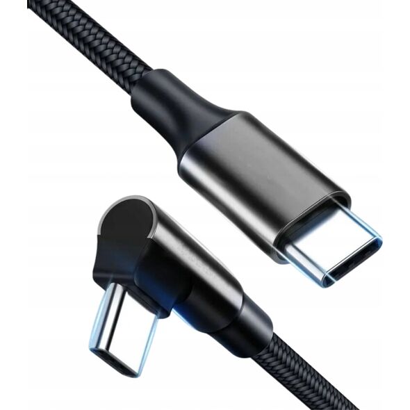 Kabel USB Gembird GEMBIRD Kabel USB typu C kątowy w oplocie tekstylnym 0.2m czarny