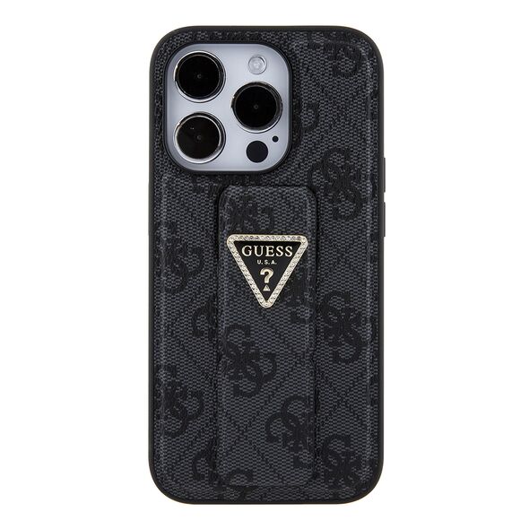 Guess Case for iPhone 15 Pro - Guess Grip Stand 4G Triangle Triangle Strass (GUHCP15LPGS4TDK) - Black 3666339197315 έως 12 άτοκες Δόσεις