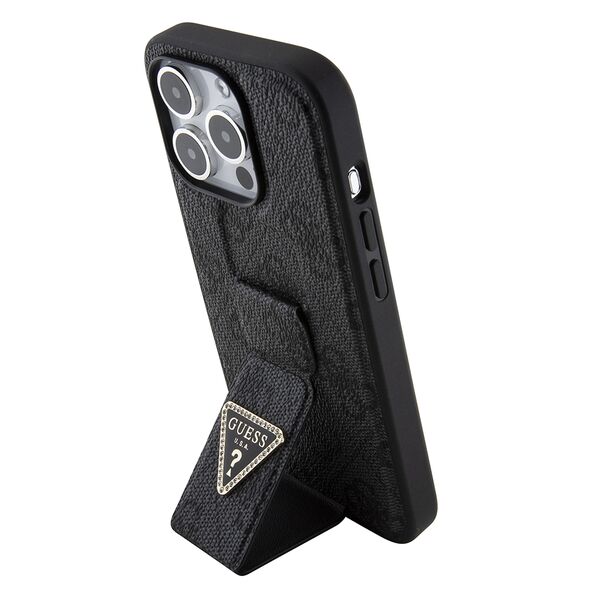 Guess Case for iPhone 15 Pro Max - Guess Grip Stand 4G Triangle Triangle Strass (GUHCP15XPGPGS4TDK) - Black 3666339197322 έως 12 άτοκες Δόσεις