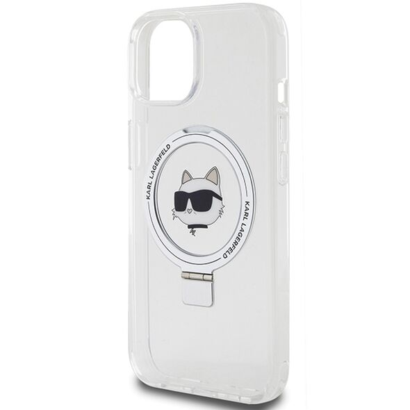 Karl Lagerfeld Case for iPhone 15 Plus / iPhone 14 Plus - Karl Lagerfeld Hardcase Ring Stand MagSafe (KLHMP15MHMHMRSCHH) - White Choupette Head 3666339168643 έως 12 άτοκες Δόσεις