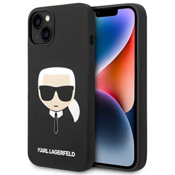 Karl Lagerfeld Case for iPhone 15 Plus / iPhone 14 Plus - Karl Lagerfeld Silicone MagSafe (KLHMP14MSLLKHHBK) - Karl`s Head 3666339078003 έως 12 άτοκες Δόσεις