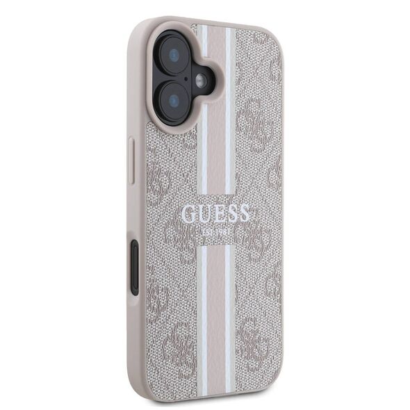 Guess Case for iPhone 16 Plus - Guess Hardcase 4G Printed Stripes MagSafe (GUHMP16MP4RPSP) - Pink 3666339342173 έως 12 άτοκες Δόσεις