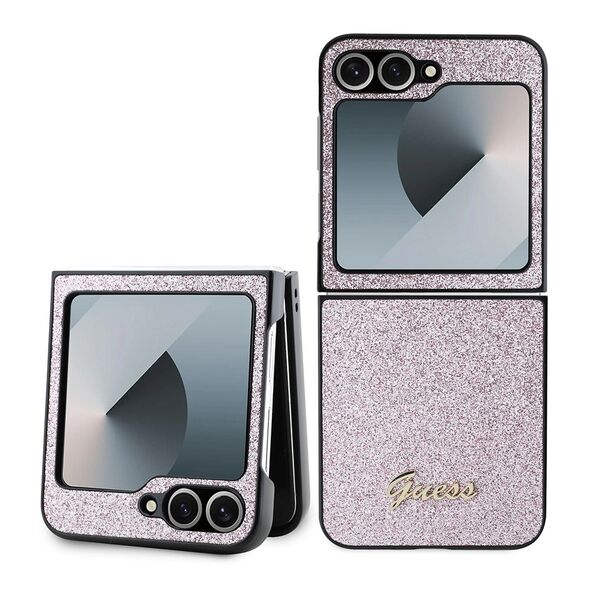 Guess Pouch for Samsung Galaxy Z Flip6 - Guess 4G Glitter Script (GUHCZZF6HGGSHP) - Pink 3666339322717 έως 12 άτοκες Δόσεις