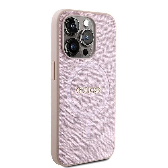 Guess Case for iPhone 15 Pro - Guess Saffiano MagSafe (GUHMP15LPSAHMCP) - Pink 3666339156206 έως 12 άτοκες Δόσεις