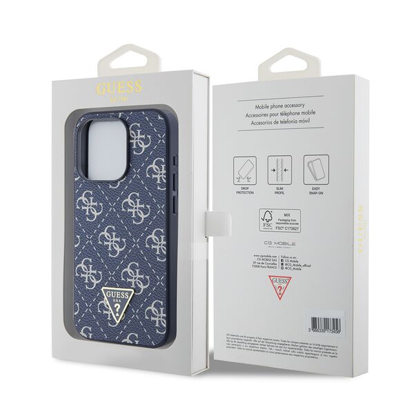 Guess Case for iPhone 15 Pro Max - Guess Hardcase 4G Triangle Metal Triangle Metal Logo (GUHCP15XPG4GPB) - Blue 3666339225933 έως 12 άτοκες Δόσεις