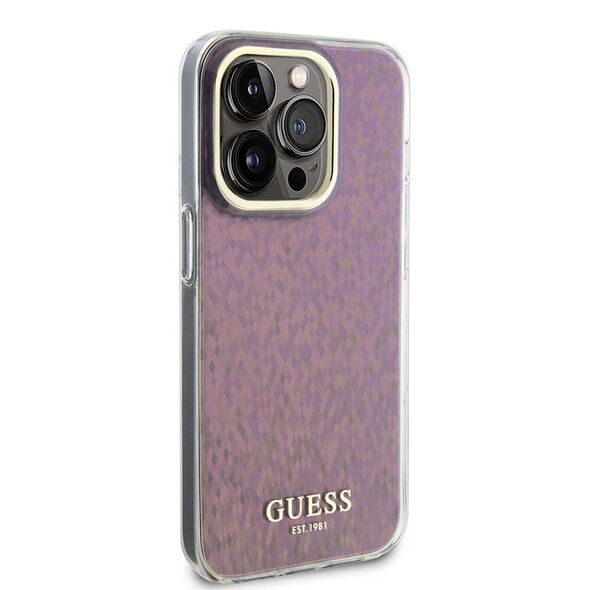 Guess Case for iPhone 15 Pro - Guess Hardcase IML Faceted Mirror Disco Iridescent (GUHCP15LHDECMP) - Pink 3666339172619 έως 12 άτοκες Δόσεις