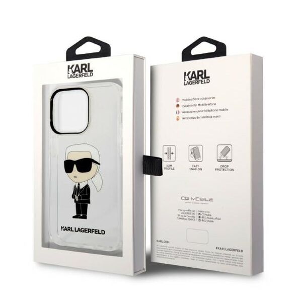 Karl Lagerfeld IPhone 14 Pro Case - Karl Lagerfeld Hardcase Transparent (KLHCP14LHNIKKTCT) - Ikonik Karl Lagerfeld 3666339087104 έως 12 άτοκες Δόσεις