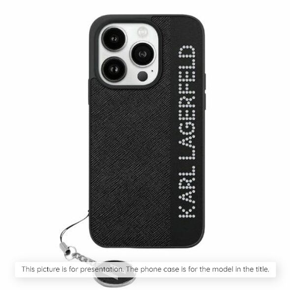 Karl Lagerfeld Case for iPhone 15 / iPhone 14 / iPhone 13 - Karl Lagerfeld Saffiano Rhinestones&Charm (KLHCP15SPSAKAKDGCK) - Black 3666339257965 έως 12 άτοκες Δόσεις