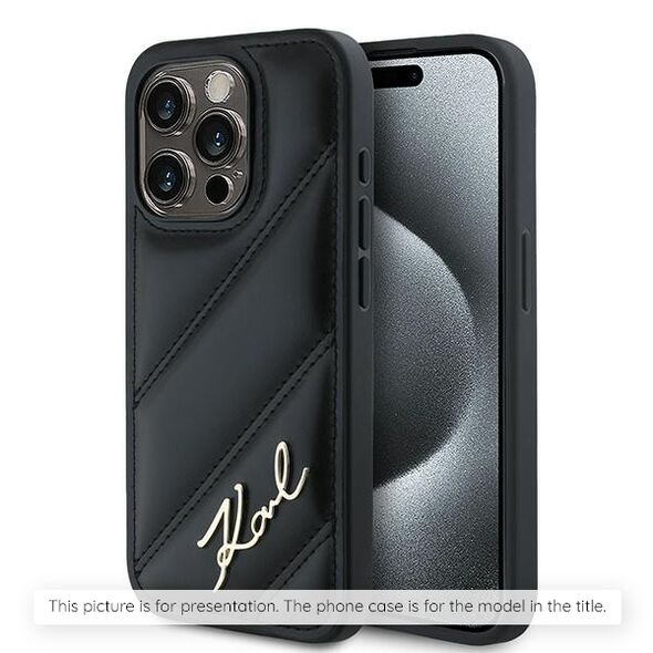 Karl Lagerfeld Case for iPhone 15 Pro - Karl Lagerfeld Diagonal Quilted K Pattern (KLHCP15LPQQKKPMK) - Black 3666339165055 έως 12 άτοκες Δόσεις