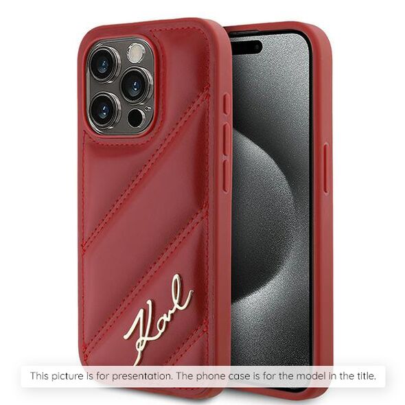 Karl Lagerfeld Case for iPhone 16 Pro - Karl Lagerfeld Diagonal Quilted Script (KLHCP16LPQQDSMGR) - Red 3666339317782 έως 12 άτοκες Δόσεις