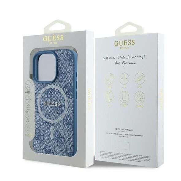 Guess Case for iPhone 16 Pro - Guess 4G Ring Classic Classic Logo MagSafe (GUHMP16LG4G4GFRB) - Blue 3666339327309 έως 12 άτοκες Δόσεις