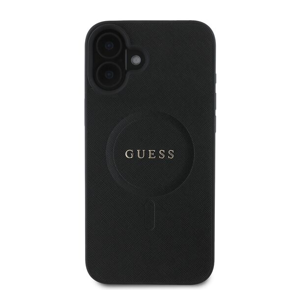 Guess Case for iPhone 16 Plus - Guess Saffiano Classic Logo MagSafe (GUHMP16MPSAHMCK) - Black 3666339342418 έως 12 άτοκες Δόσεις